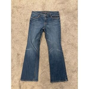 Harley Davidson Flared Jeans Womens 32W Blue Denim Stretch 5 Pockets Outdoor